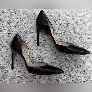 Manolo Blahnik Black Patent Leather Pointed d'Orsay Pump Size 38/8